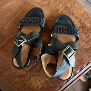 Comfortiva Black Sandals with Braided Straps